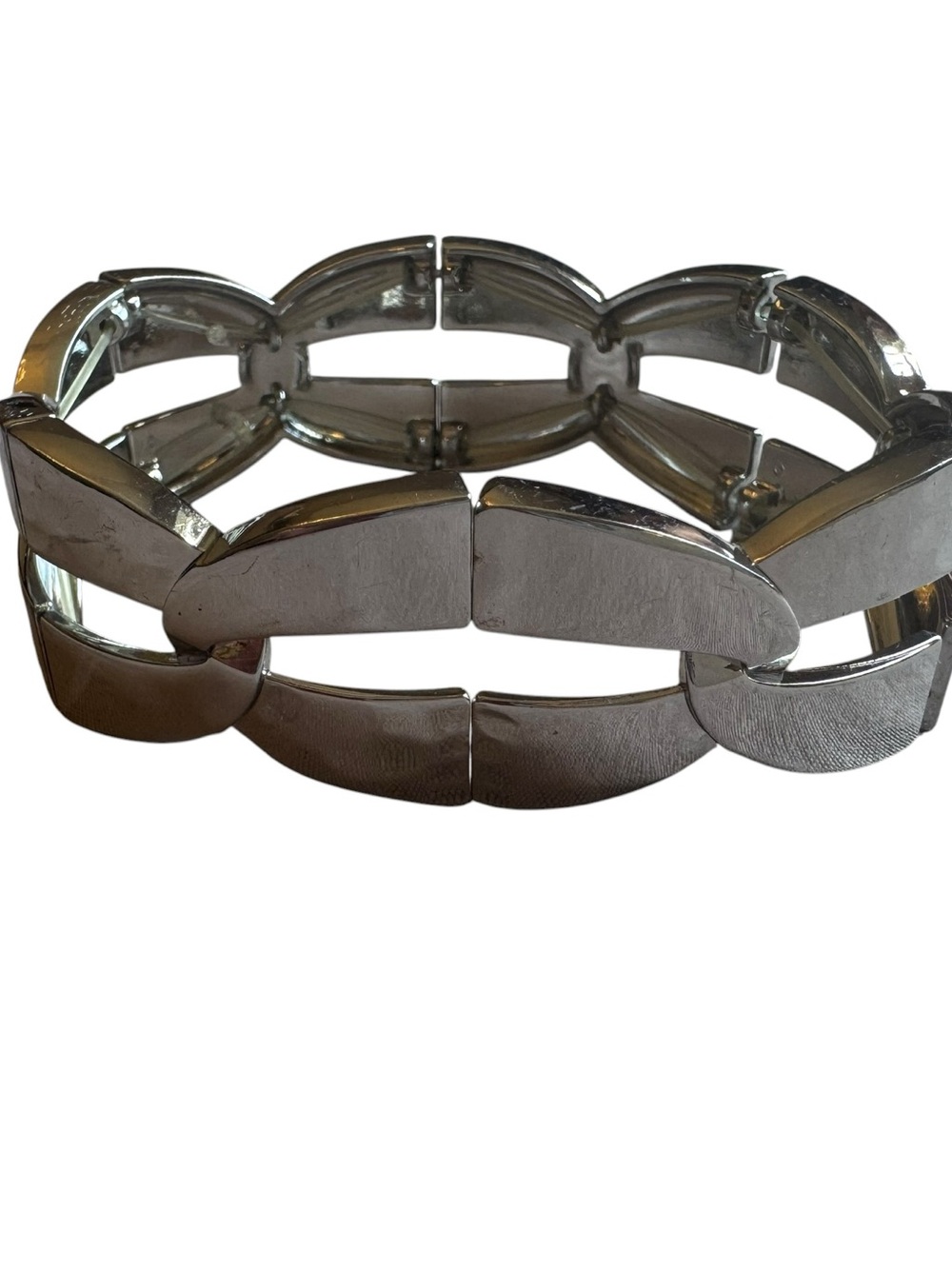 Chunky Silver Link Stretch Bracelet - Picture 6 of 7